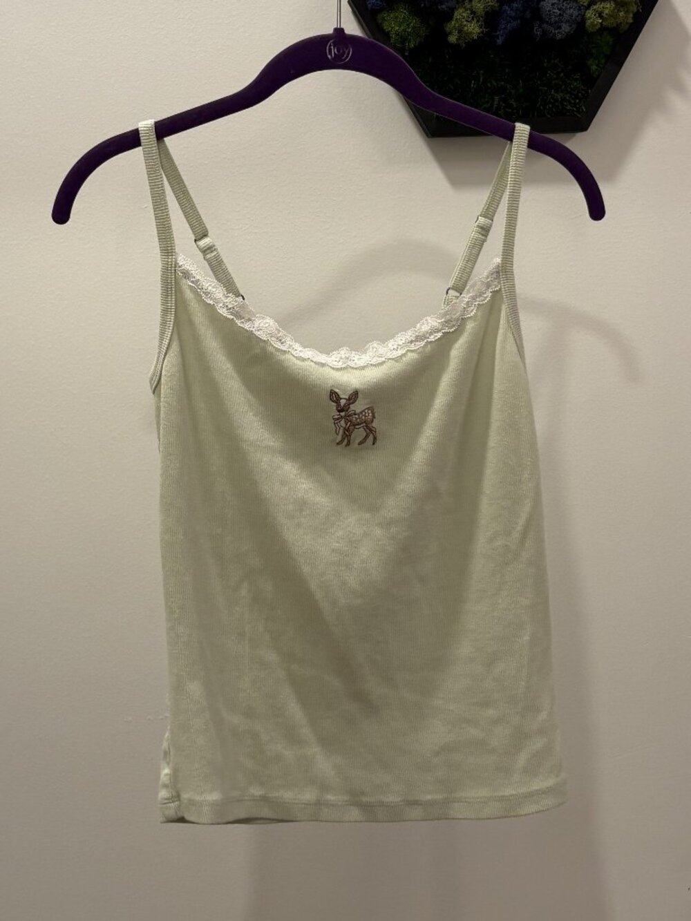 Light Green Embroidered Tank Top